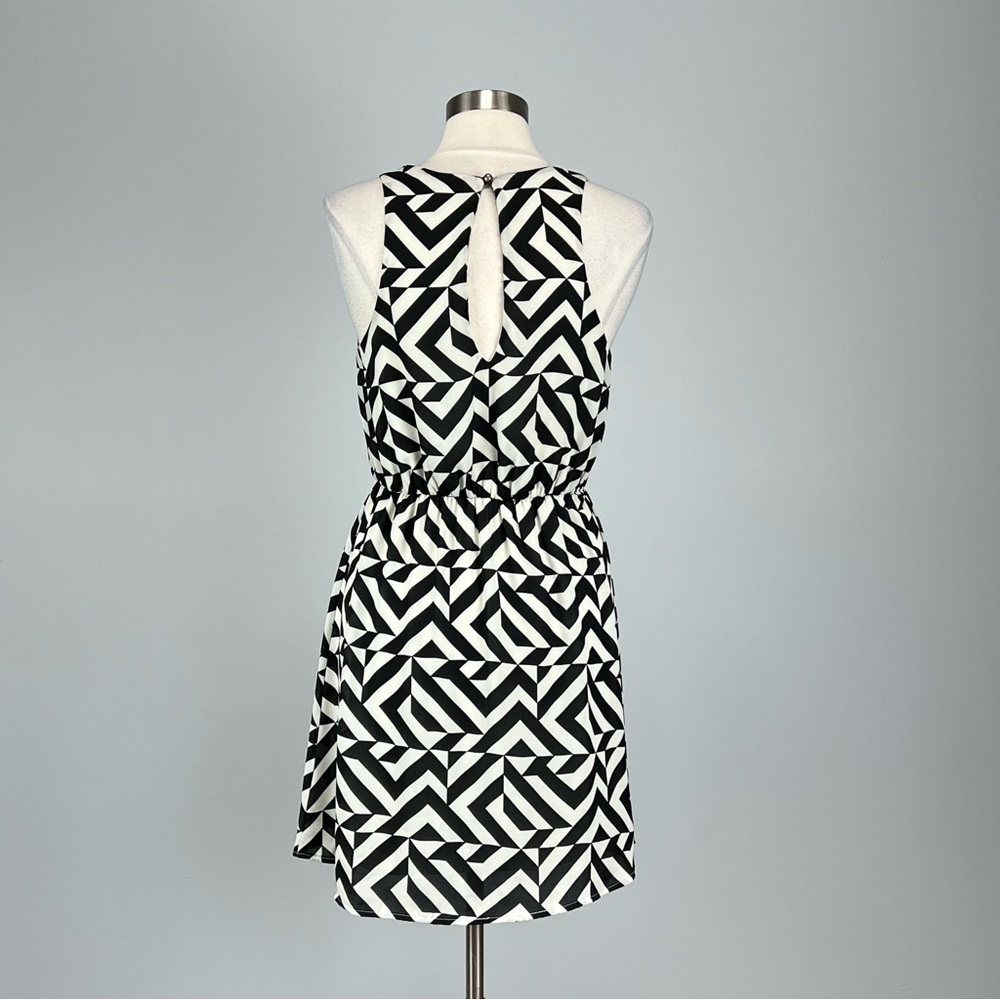Francesca Bird Cage Womens Sleeveless Dress Black White Geo Print size Large - Picture 7 of 11